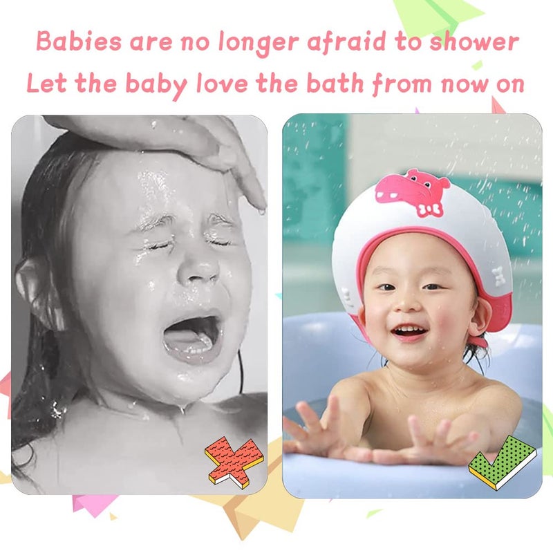 Thcbme Baby Shower Cap Shield, Shower Cap for Kids, Visor Hat for Eye and Ear Protection for 0-9 Years Old Children,Cute Dinosaur/Crocodile/Hippo shape Makes the Baby Bath More Fun (Hippo, Blue) - Image 4